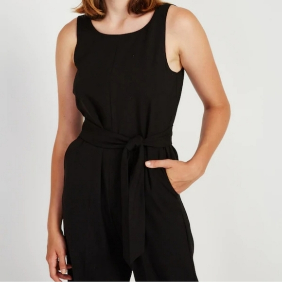 Frank & Oak Straight Leg Gabardine Jumpsuit Black - Picture 3 of 10